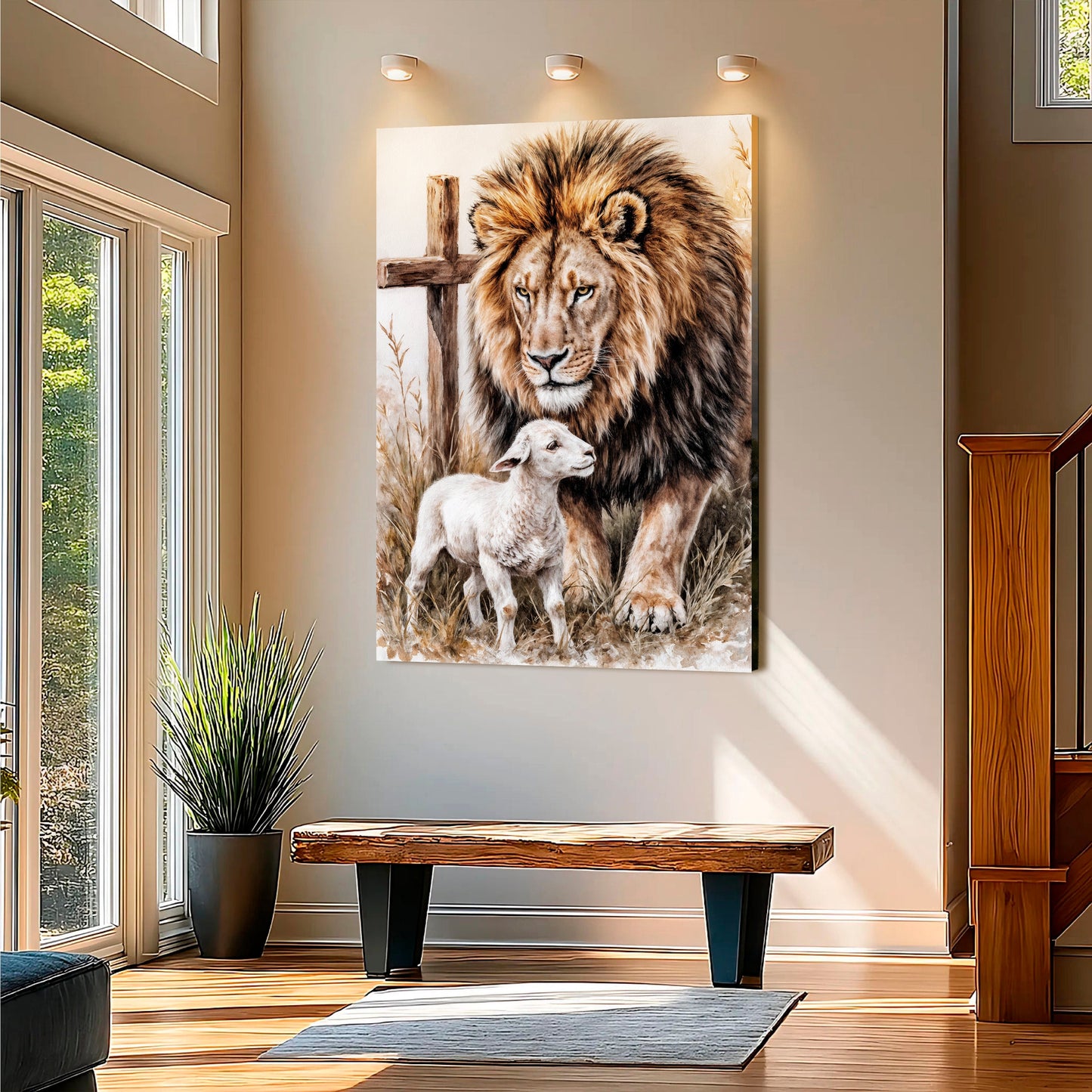 Lion and Sheep Faith Canvas Wall Art