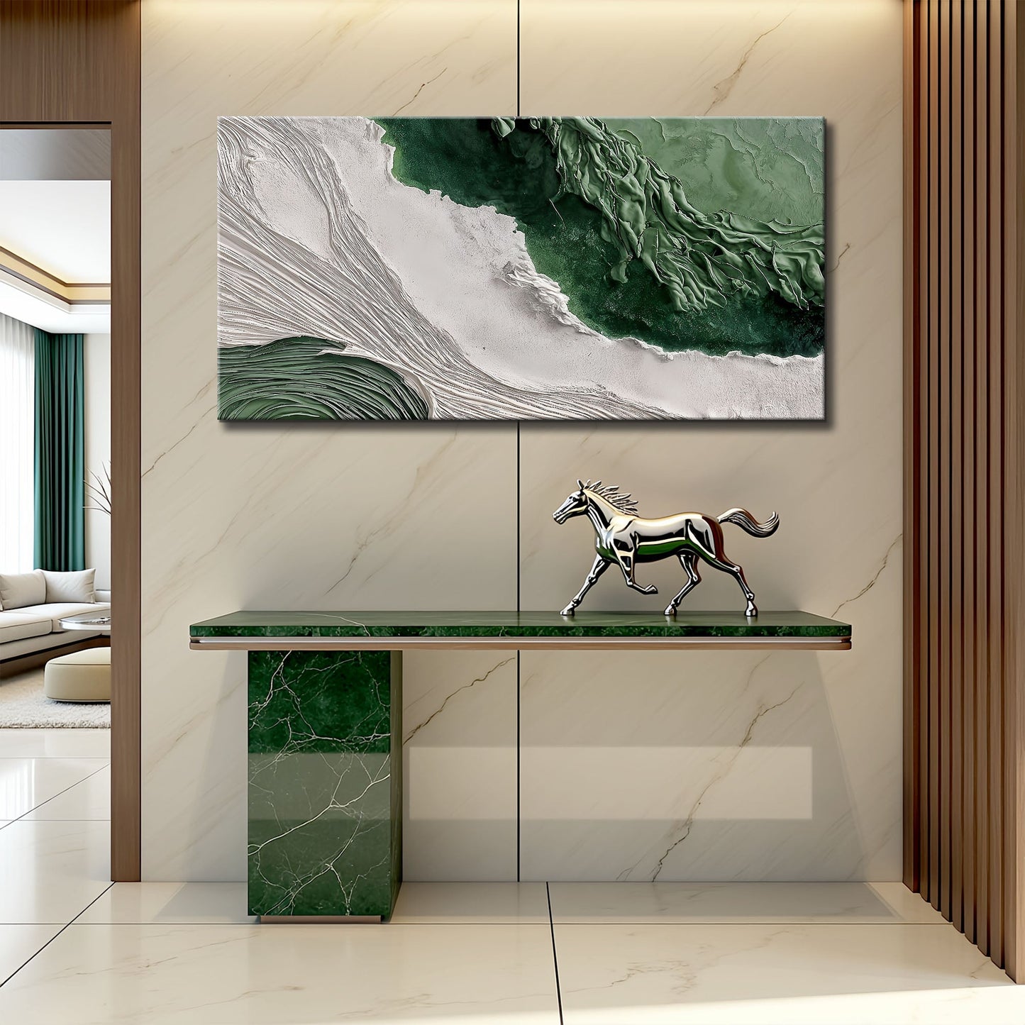 Green Rivers Abstract Canvas Wall Art III
