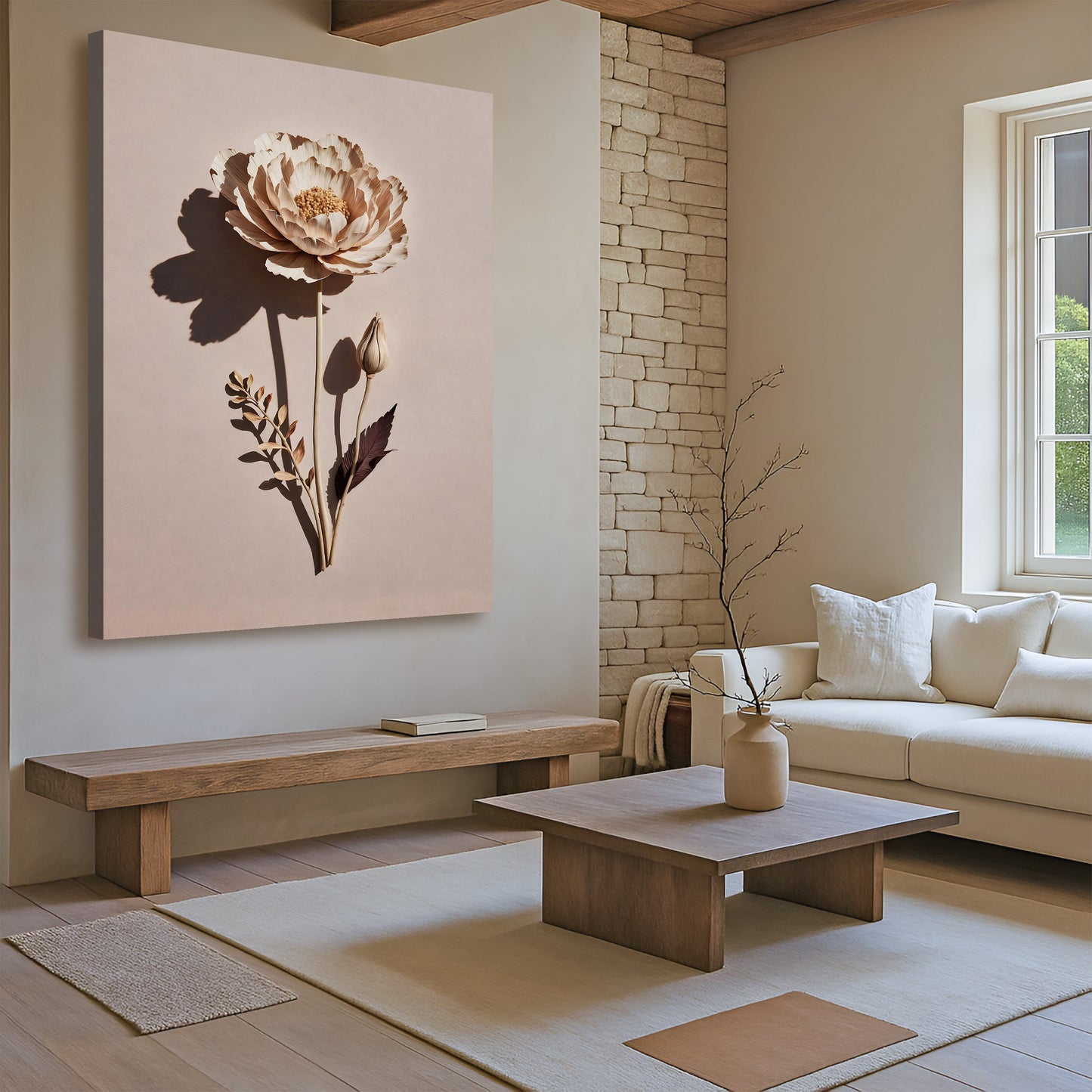 Minimalist Lone Flower Botanical Canvas Wall Art