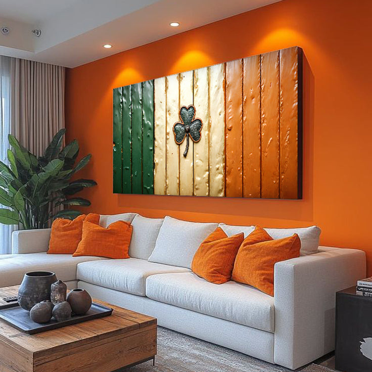 Irish Shamrock Glory Flag Canvas Wall Art