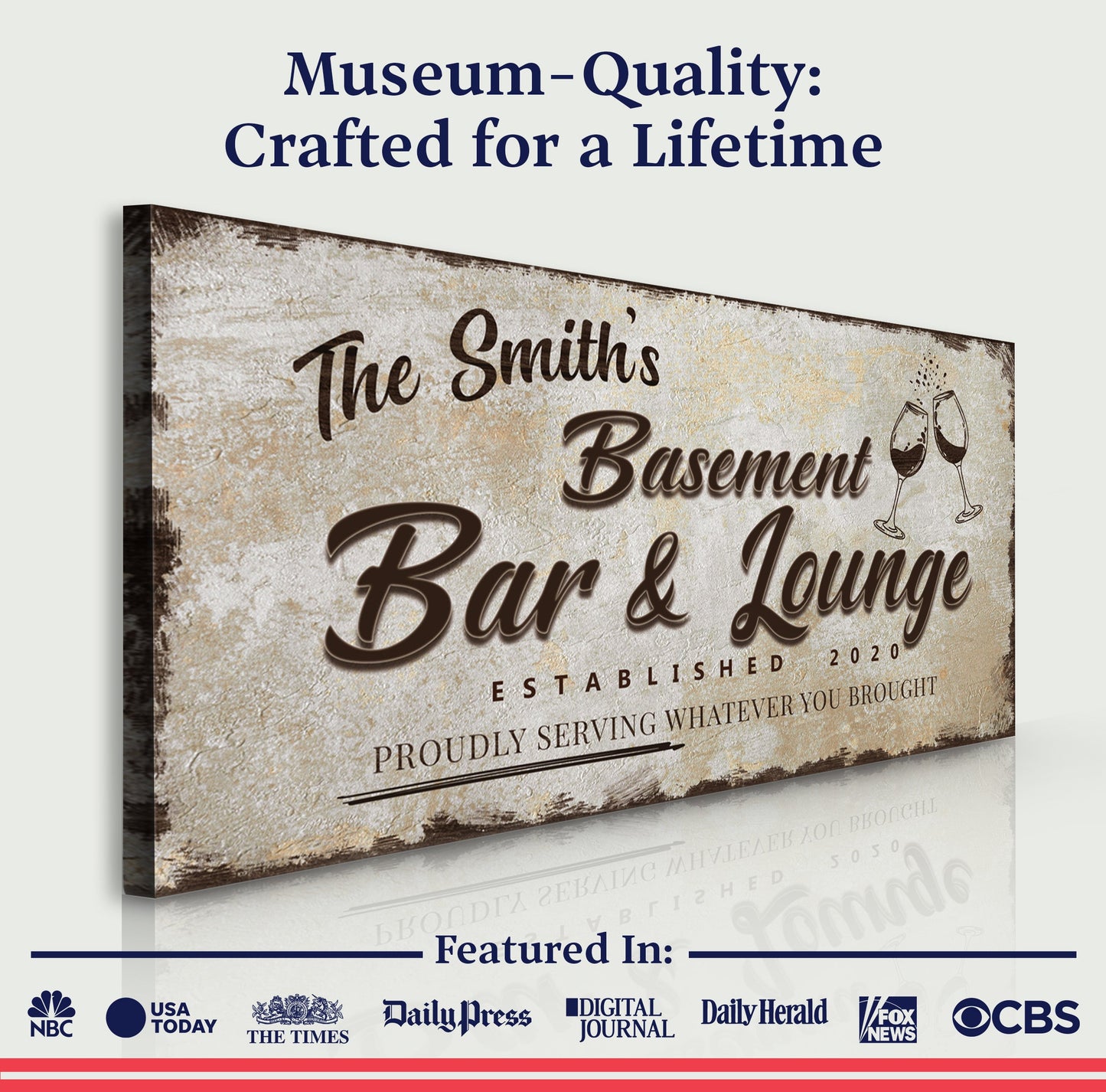 Basement Bar And Lounge Canvas Sign II