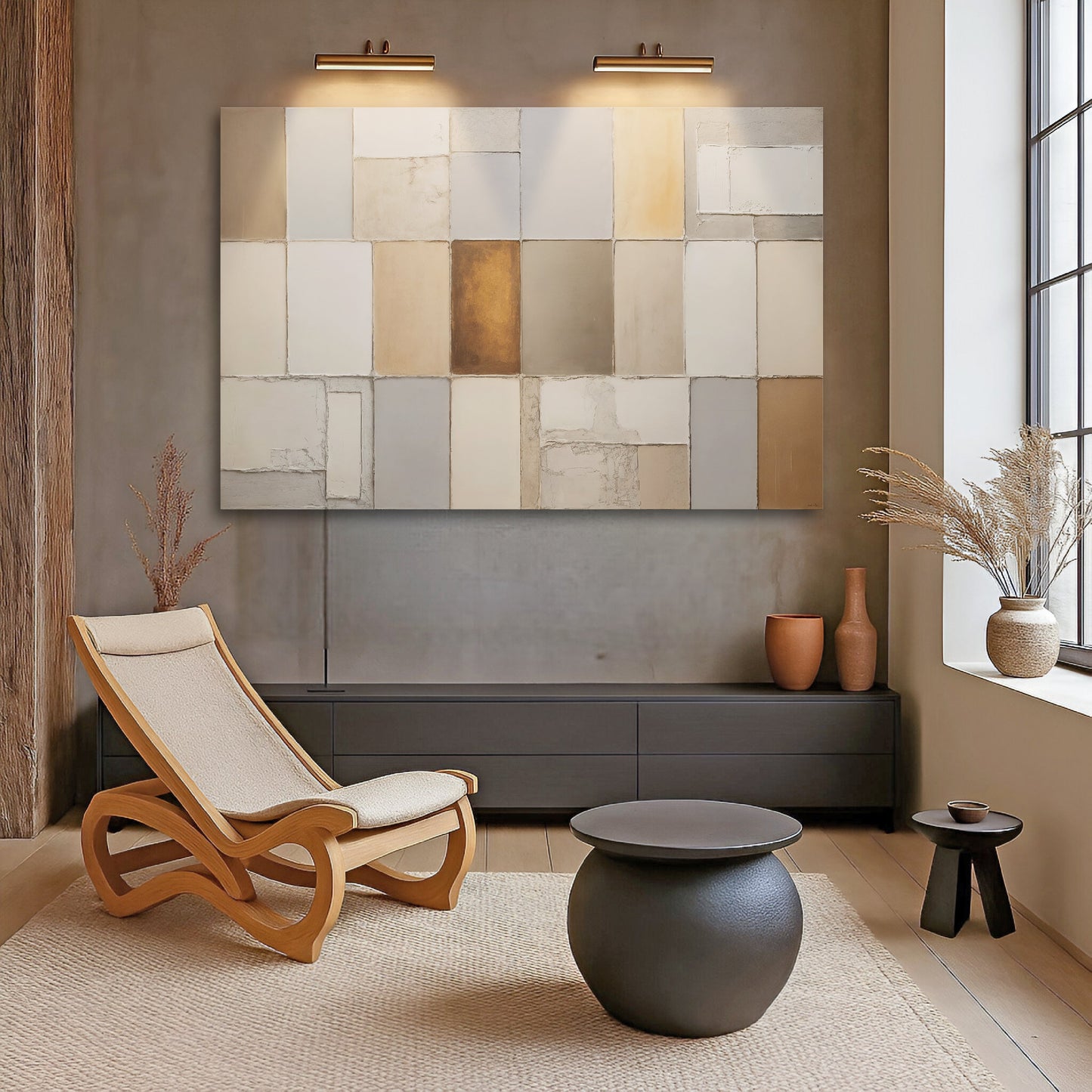 Earth Tones Patchwork Geometric Canvas Wall Art