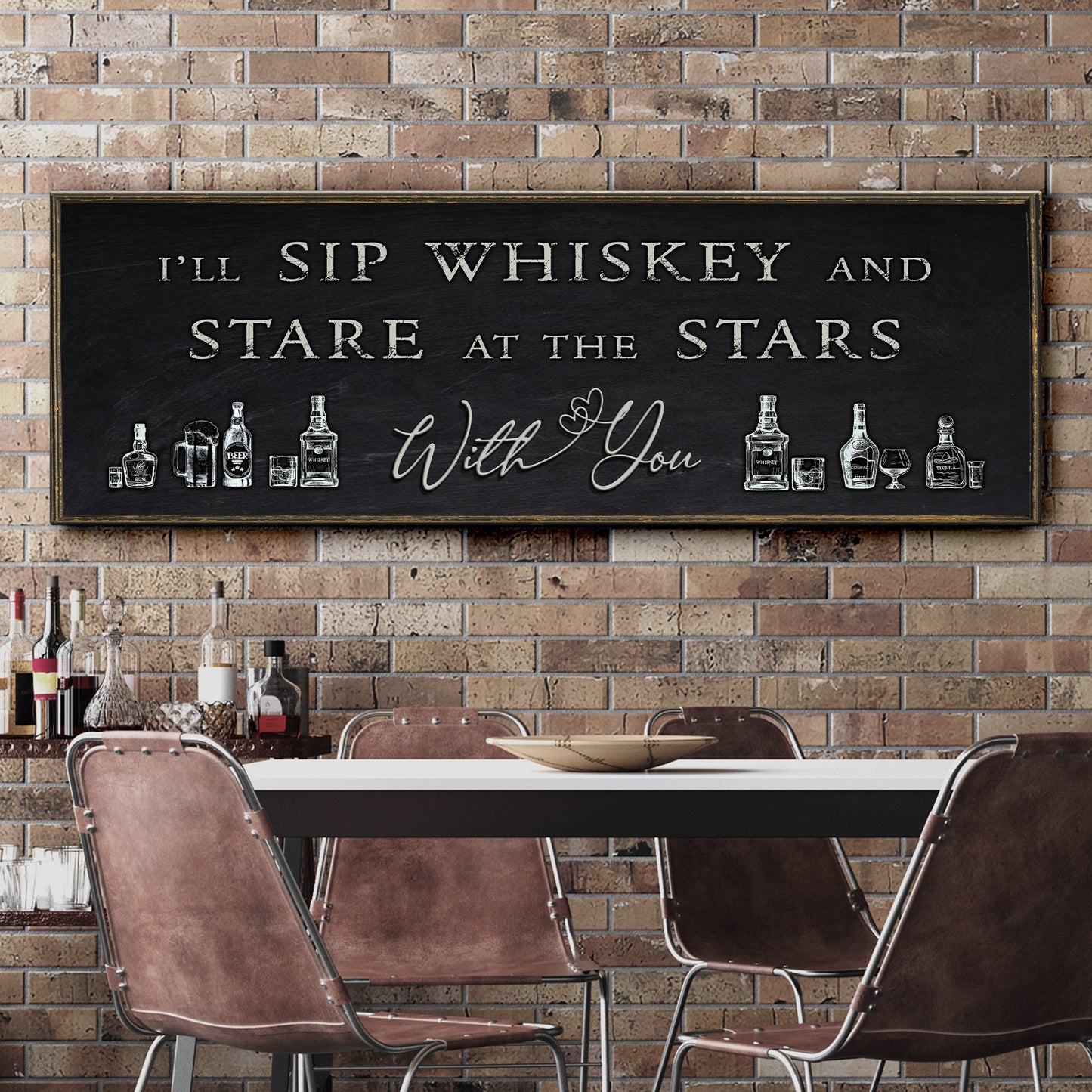 Sip Whiskey With You Bar Sign Canvas Wall Art
