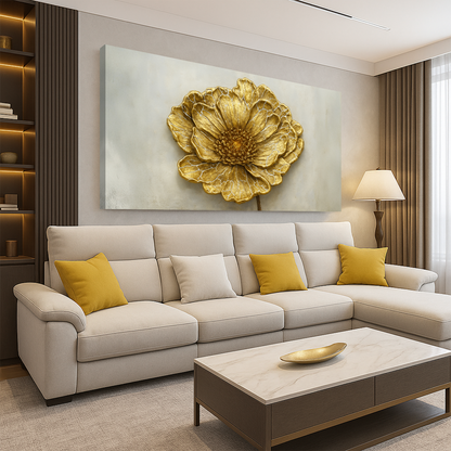 Golden Dandelion Minimalist Abstract Canvas Wall Art II