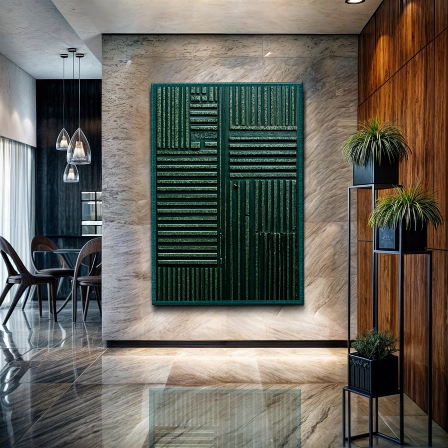 Green Abstract Patterns Canvas Wall Art