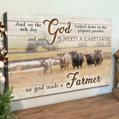 God Made a Farmer Canvas Faith Sign - Farm Wall Art