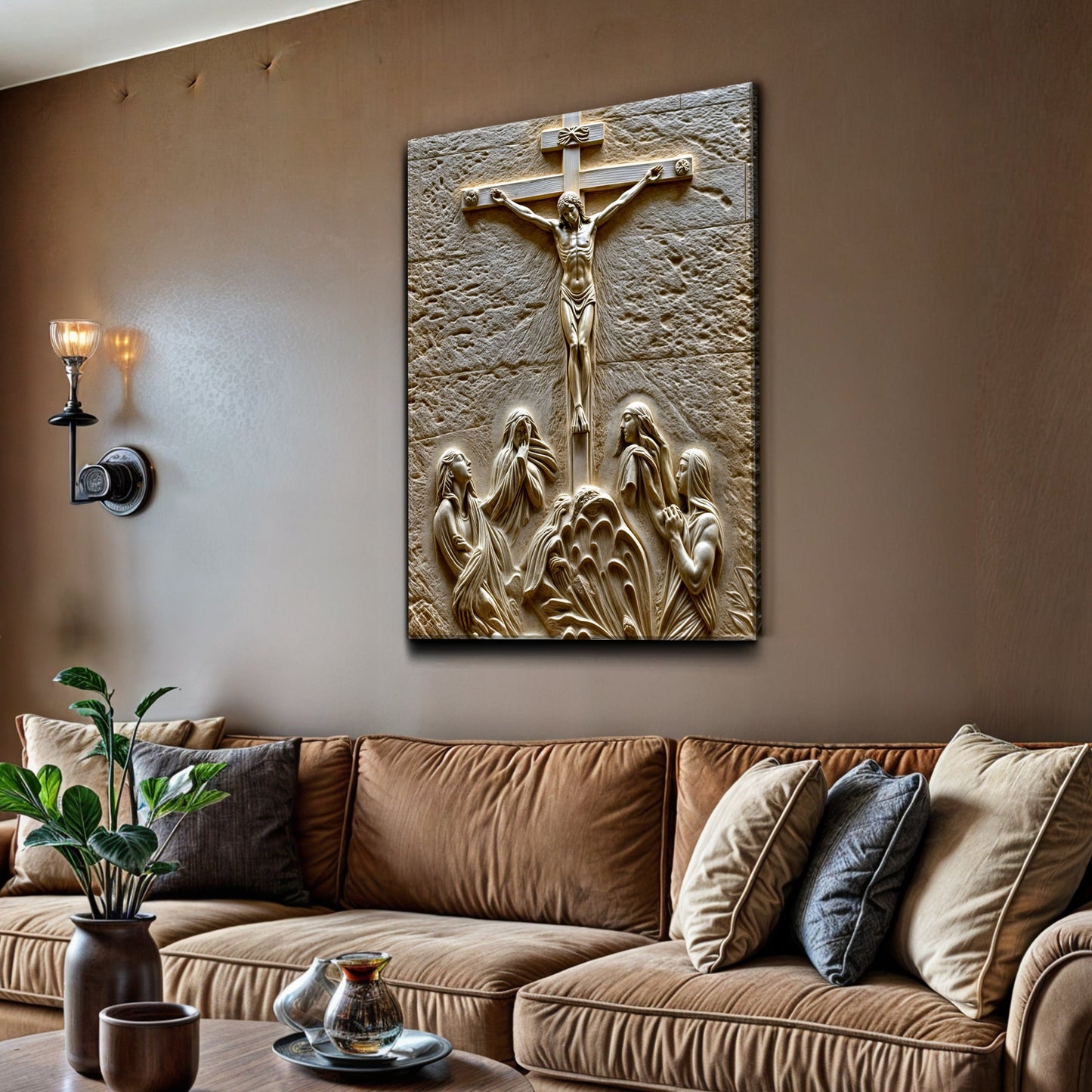 Three Crosses on Calvary Hill Canvas Wall Art