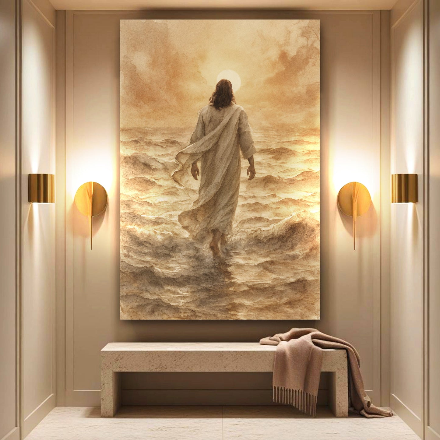 Jesus Walking on Water Christian Art Canvas Print