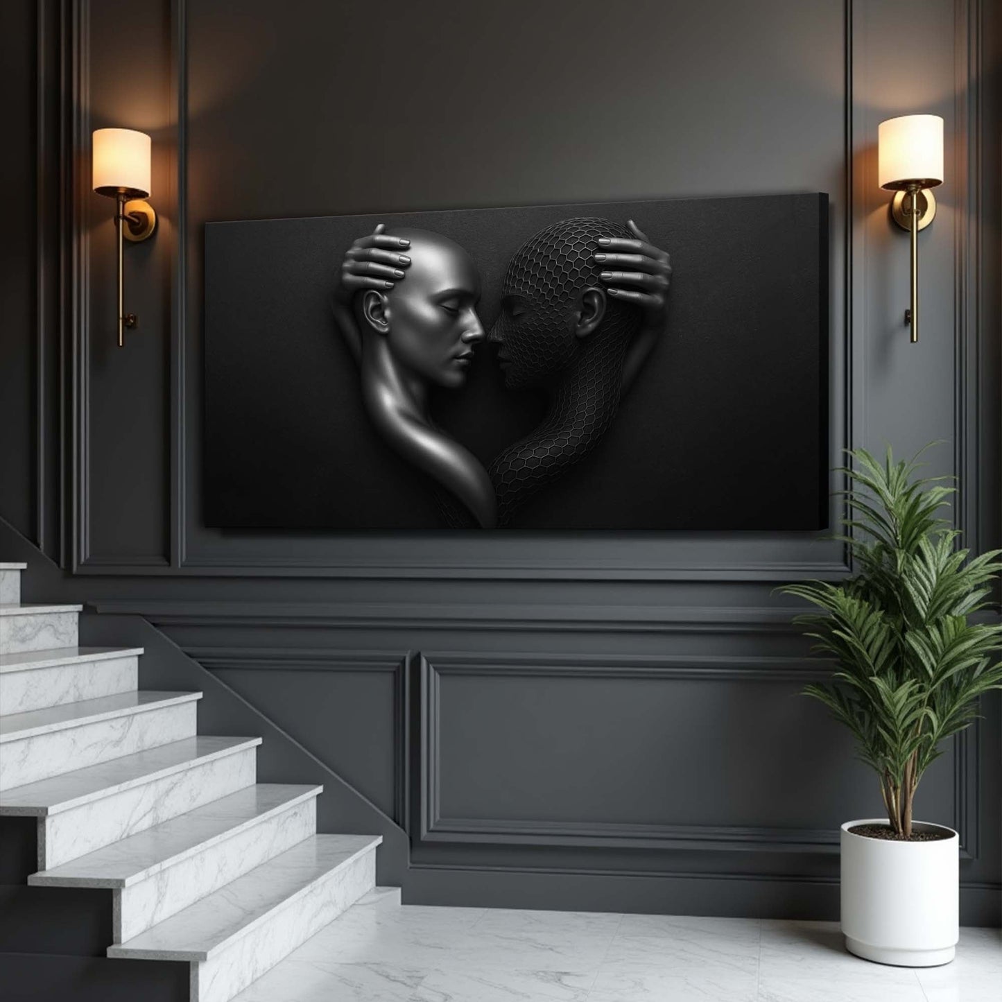 Eternal Love Figure Abstract Canvas Wall Art