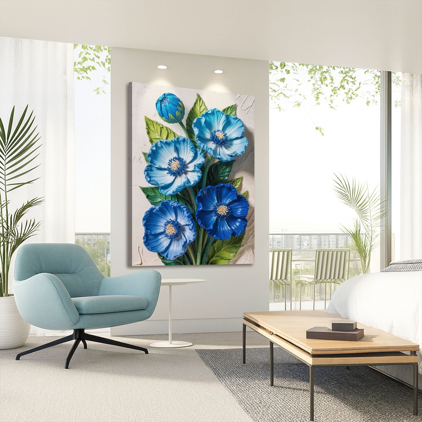 Blue Blossom Bouquet Floral Canvas Wall Art