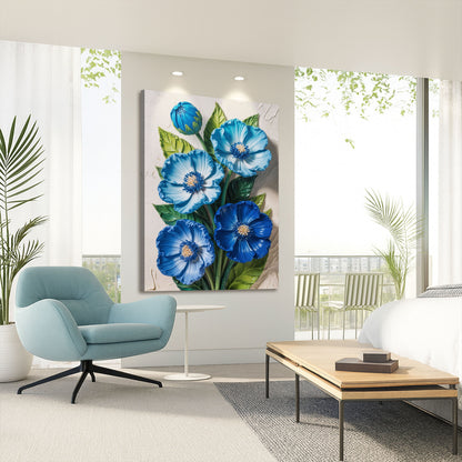 Blue Blossom Bouquet Floral Canvas Wall Art