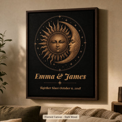 Personalized Sun & Moon Bronze Anniversary Canvas