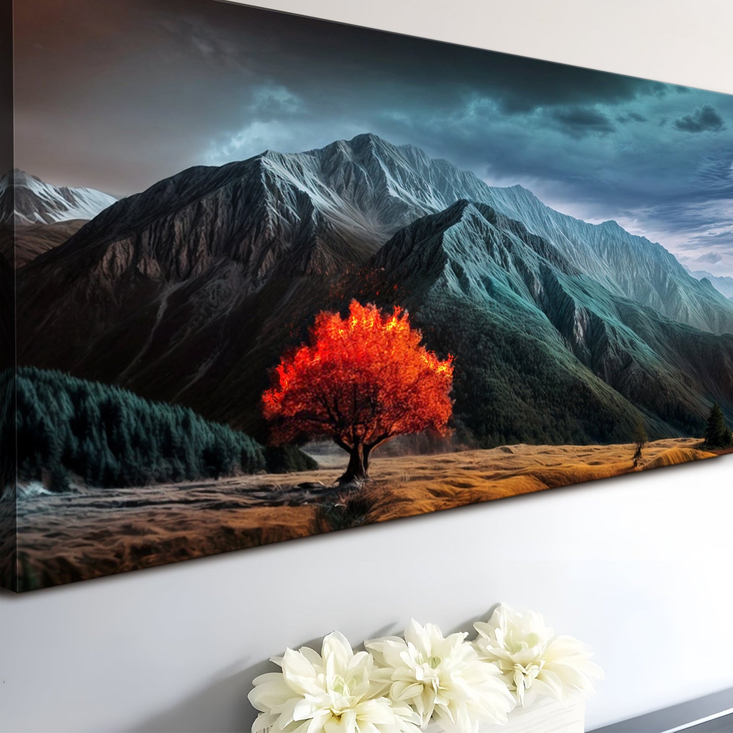 Burning Bush Biblical Canvas Wall Art Faith Decor