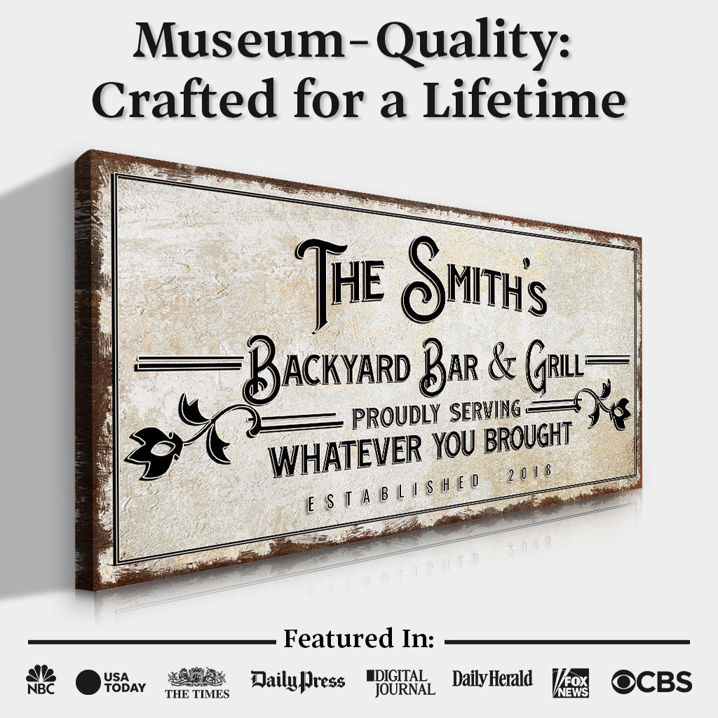 Backyard Bar and Grill Canvas Sign