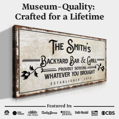 Backyard Bar and Grill Canvas Sign