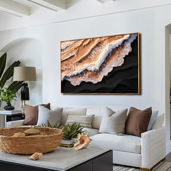 Amber Ocean Waves Canvas Wall Art