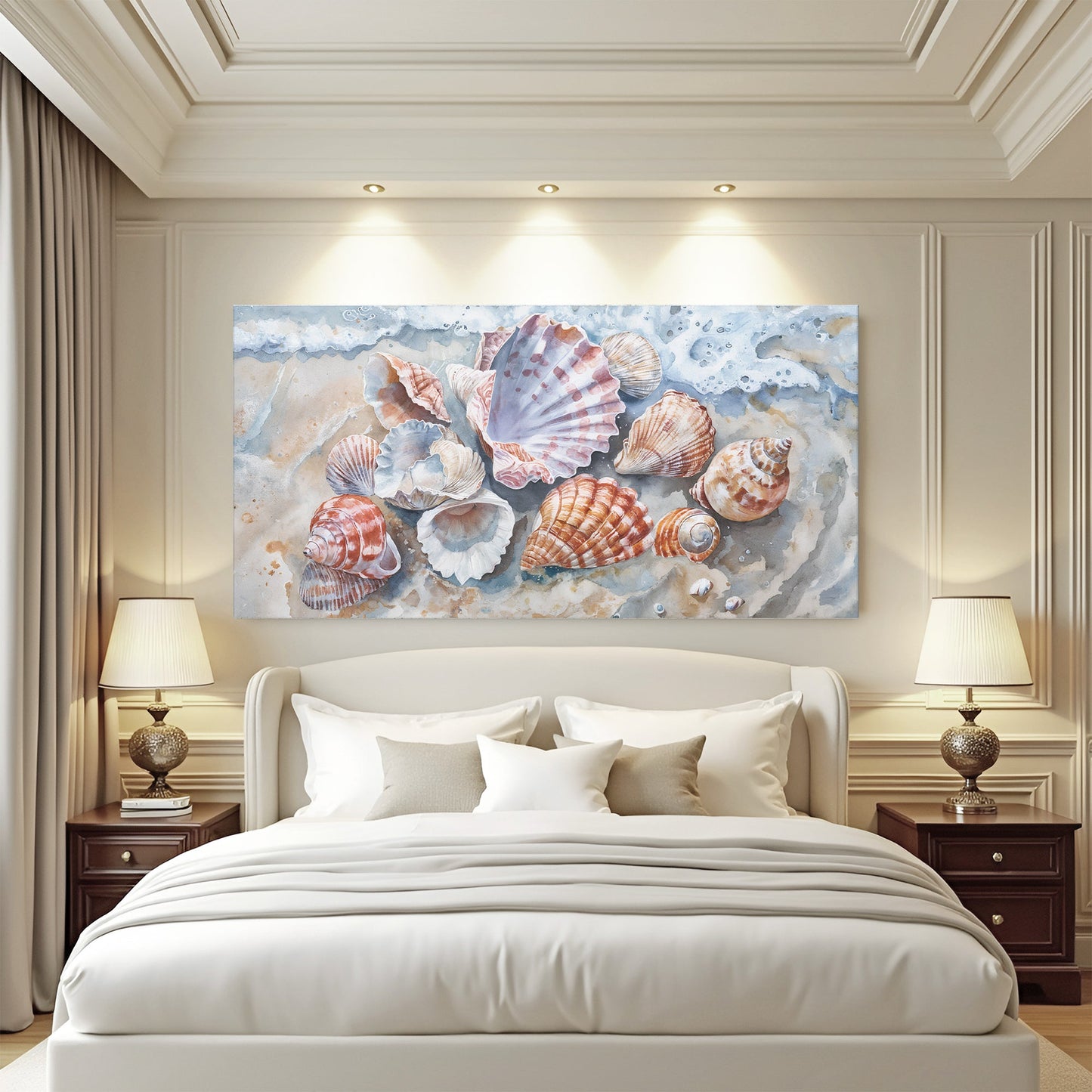 Sea Shells Modern Coastal Canvas Wall Art