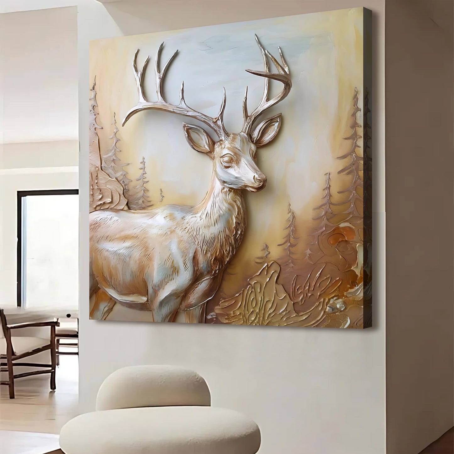 3D Deer Canvas Wall Art