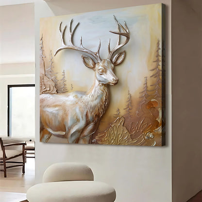 3D Deer Canvas Wall Art