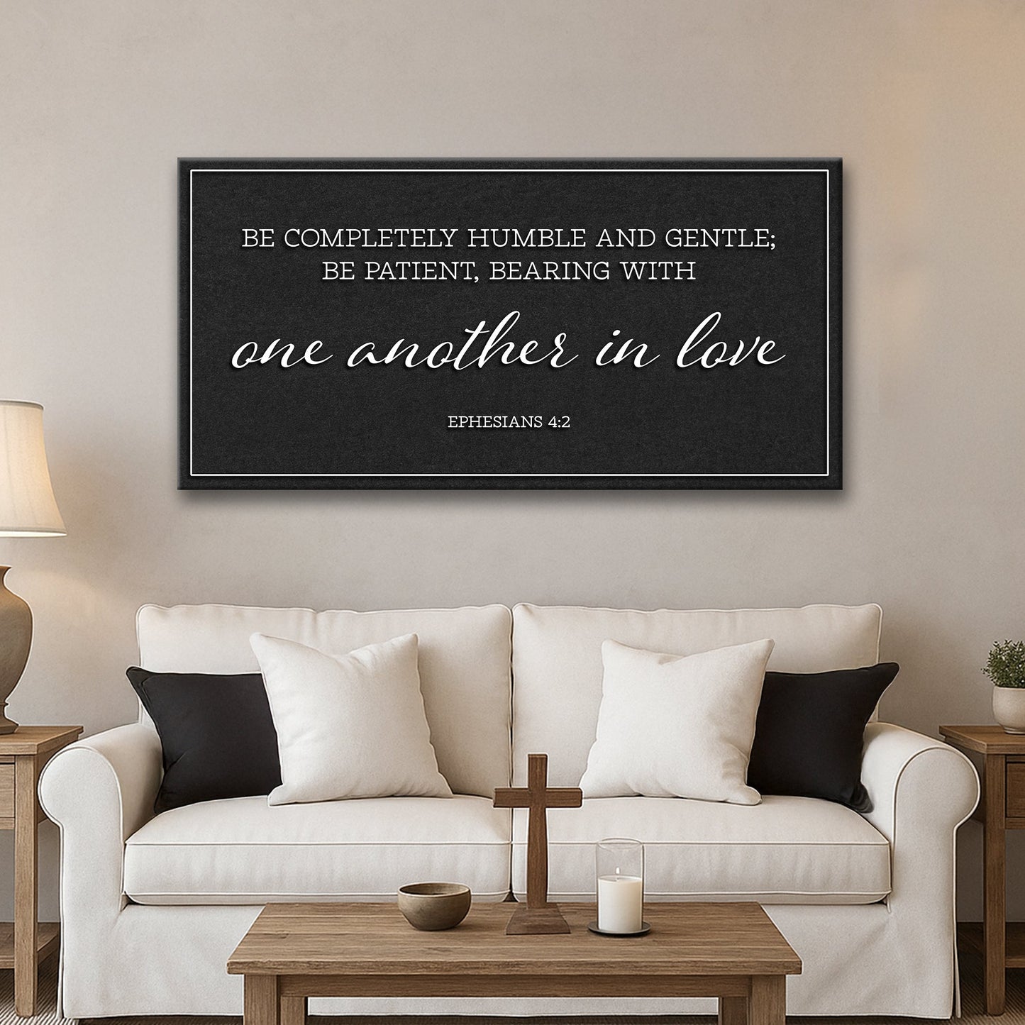Ephesians 4:2 Humble and Gentle Faith Canvas Sign
