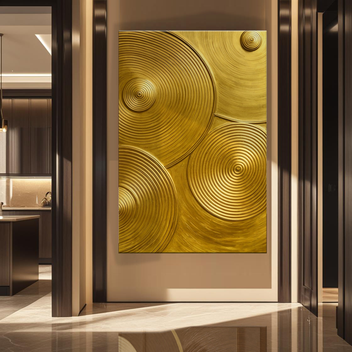 Gold Symphony Abstract Canvas Wall Art - Modern Print