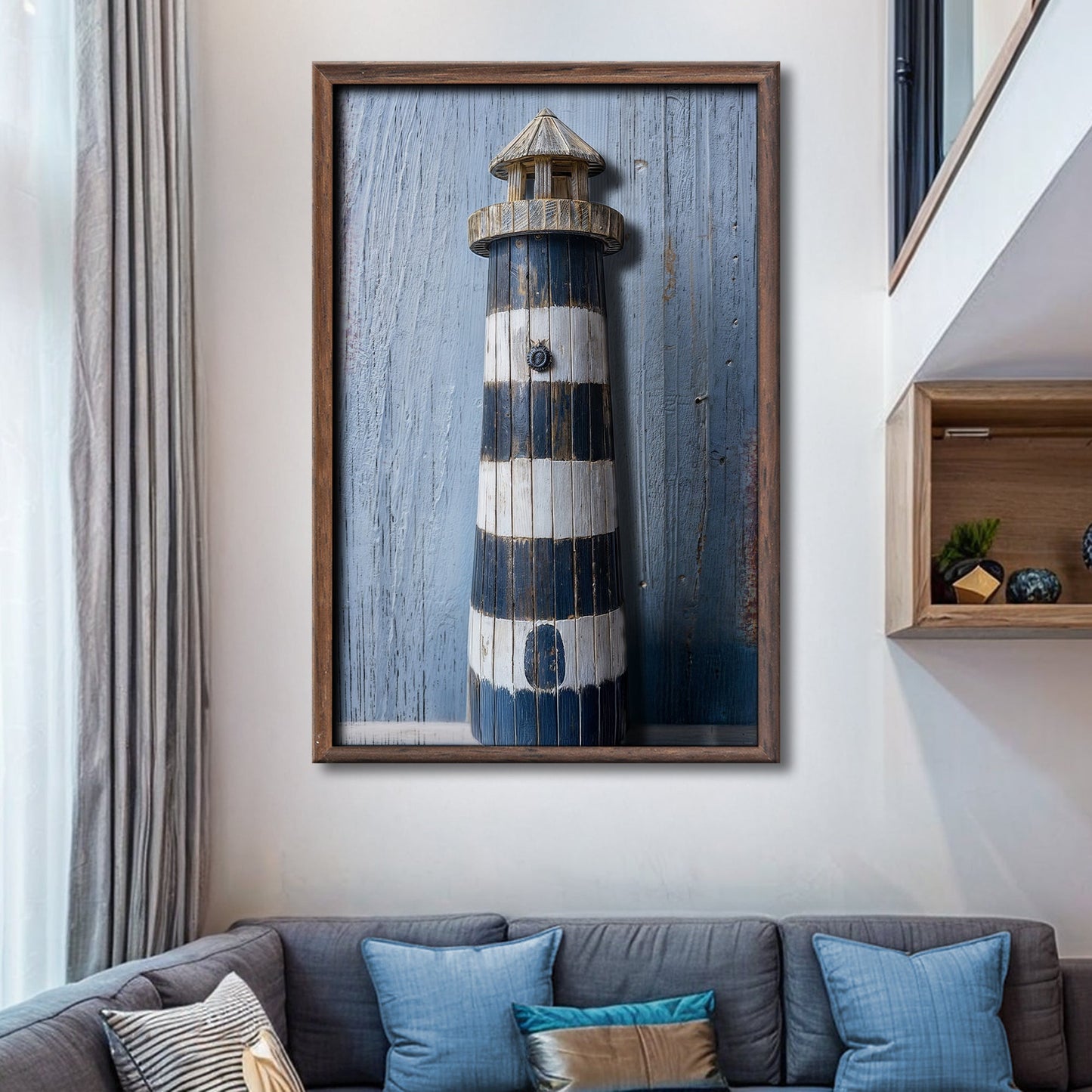 Wooden Lighthouse Coastal Canvas Wall Art