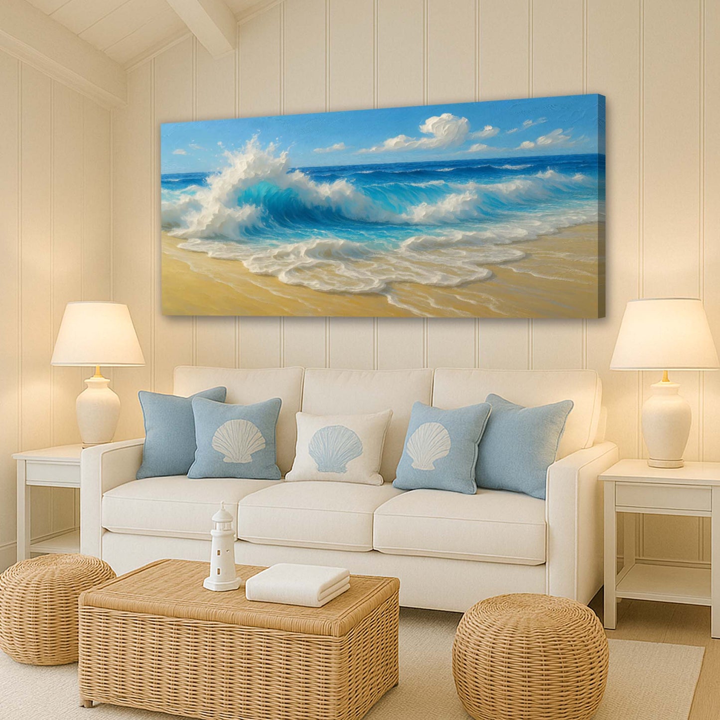 Serene Ocean Wave Coastal Canvas Wall Art