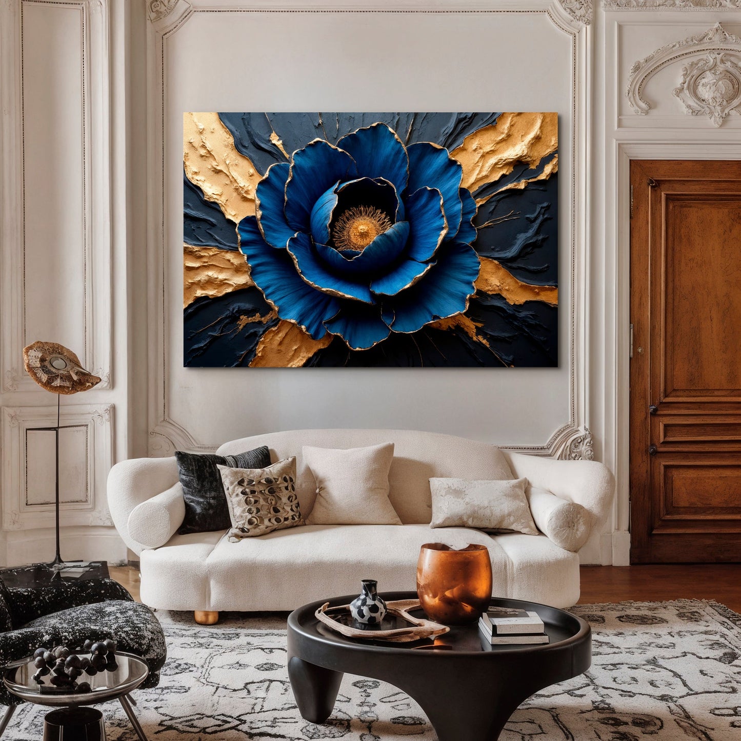 Sapphire Bloom Floral Canvas Wall Art