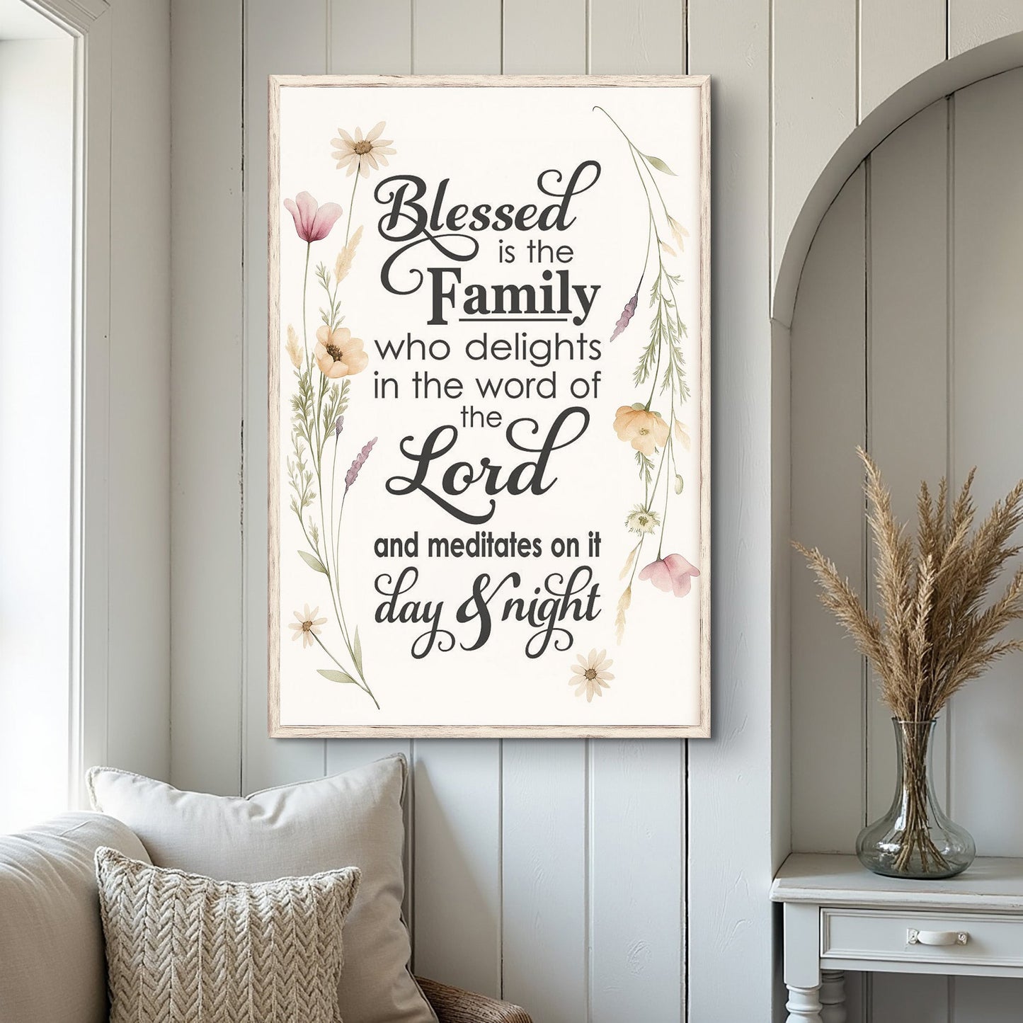 Blessed Is the Family Faith Canvas Wall Art