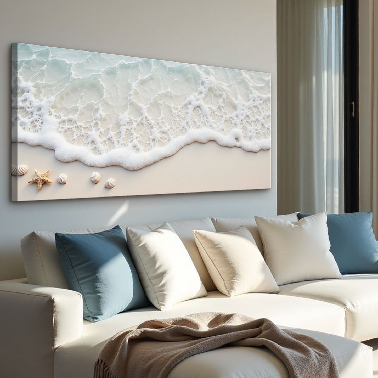 Serene Ocean Wave Coastal Canvas Artwork