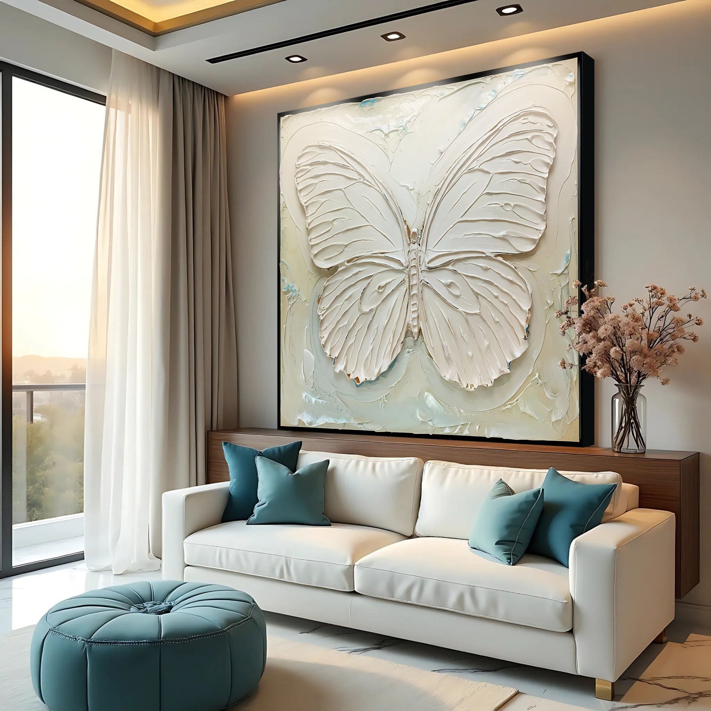 3D White Butterfly Canvas Wall Art