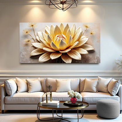 Golden Lotus Minimalist Abstract Canvas Wall Art
