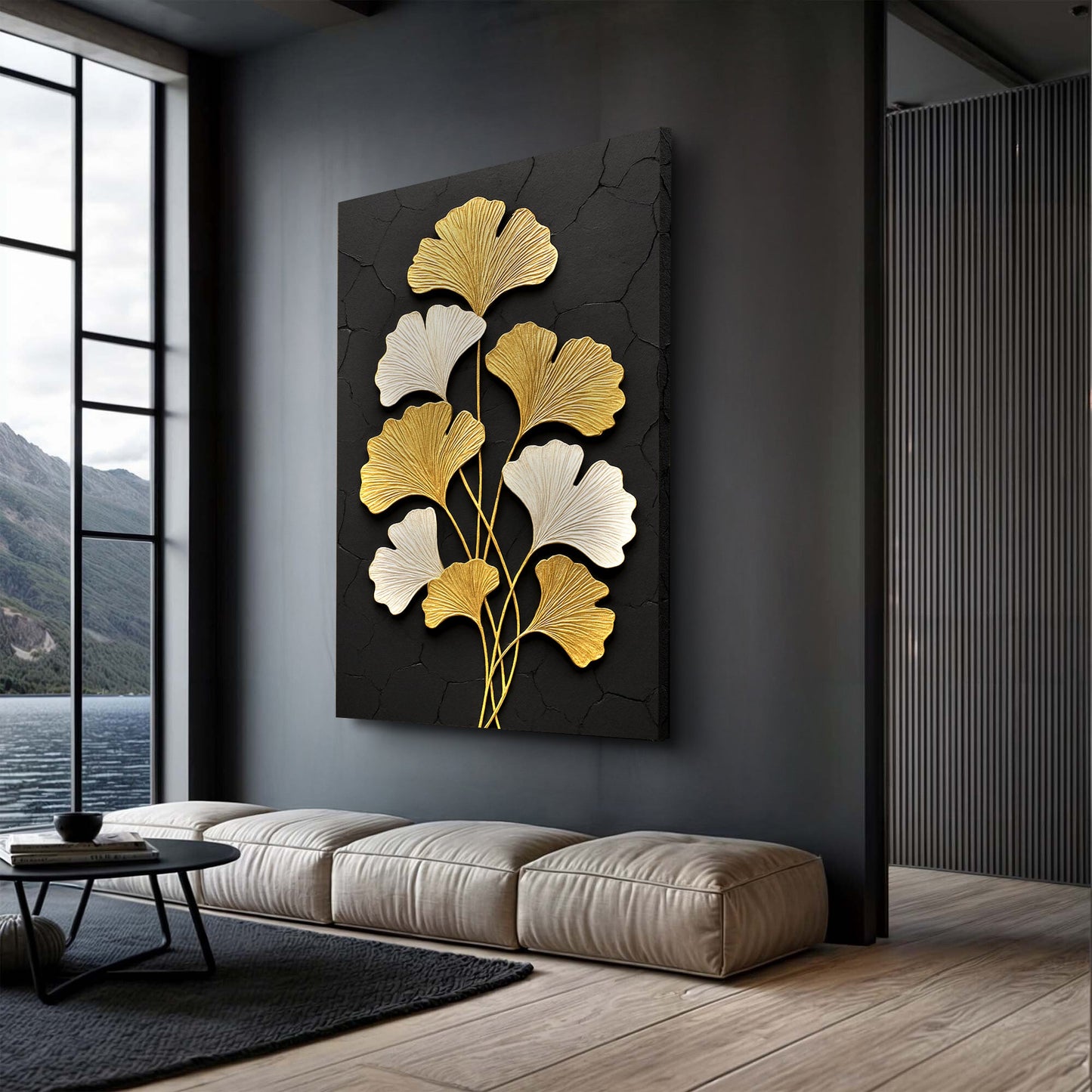 Golden Ginkgo Canvas Wall Art - Botanical Nature Print