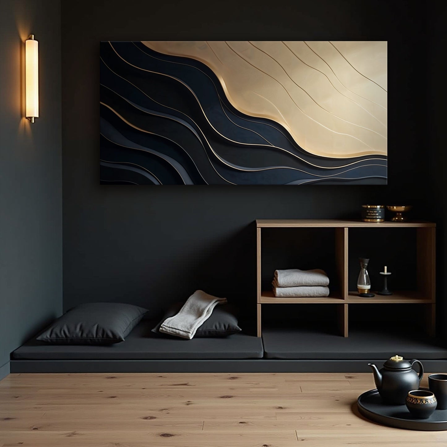 Black and Gold Minimalist Abstract Canvas Wall Art