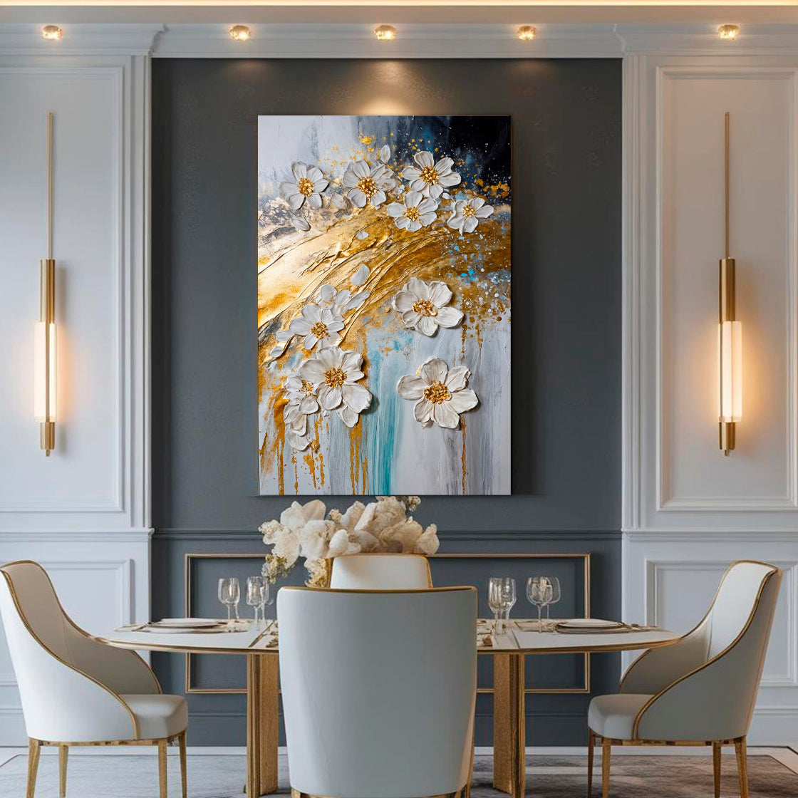 Abstract Gold Floral Canvas Wall Art