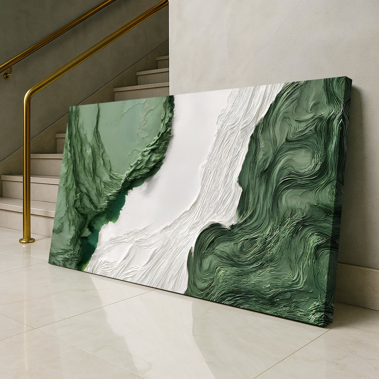 Green Rivers Abstract Canvas Wall Art V