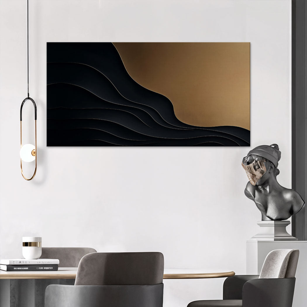 Black and Gold Minimalist Abstract Canvas Wall Art