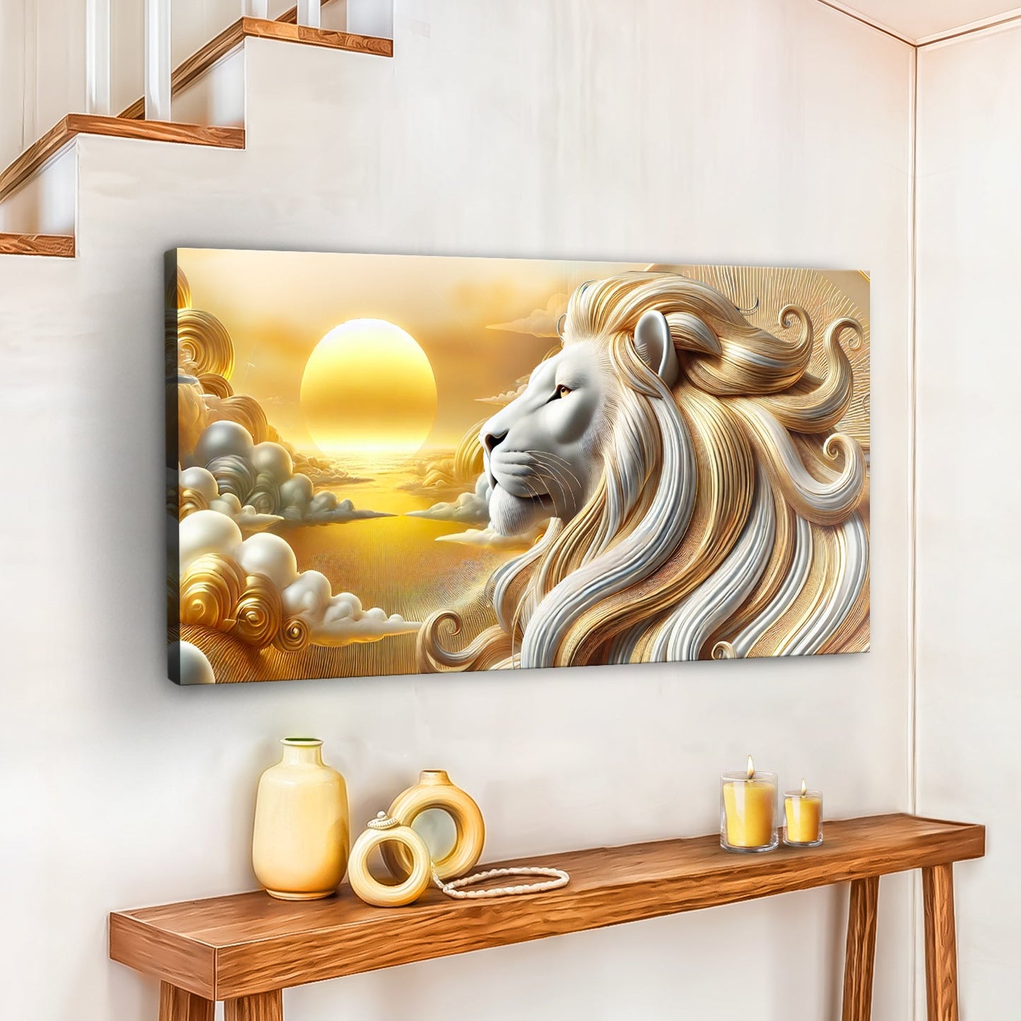 3D Majestic Lion Canvas Wall Art V