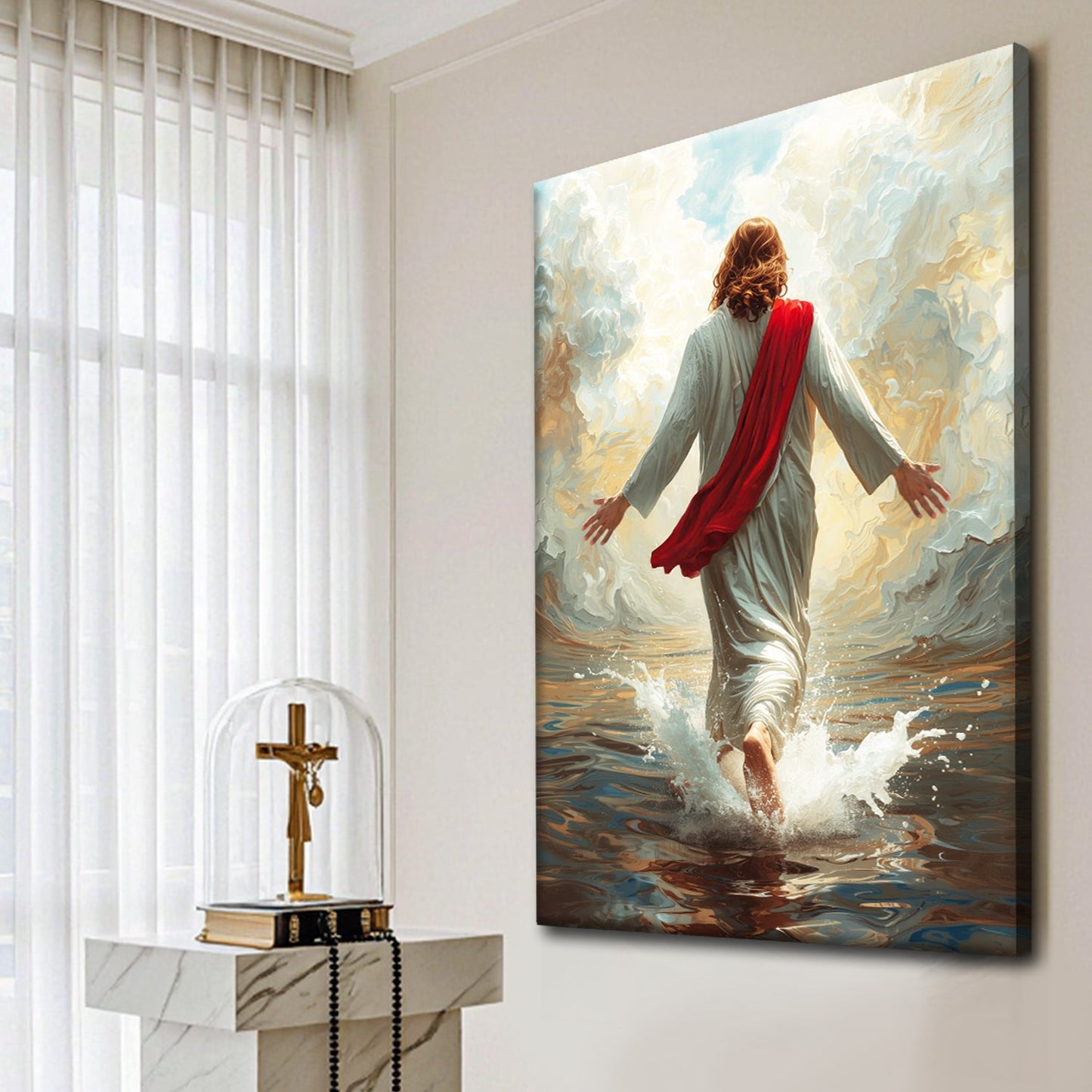 Jesus Christ Walking on Water Canvas Wall Art