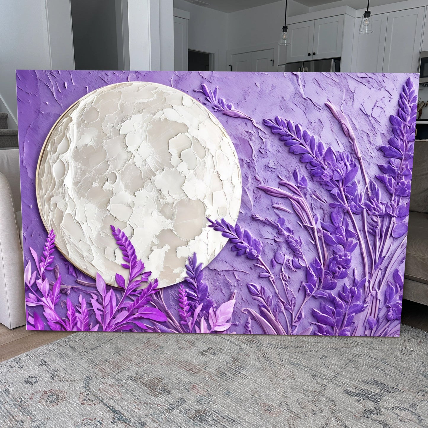 3D Lavender Moon Canvas Wall Art
