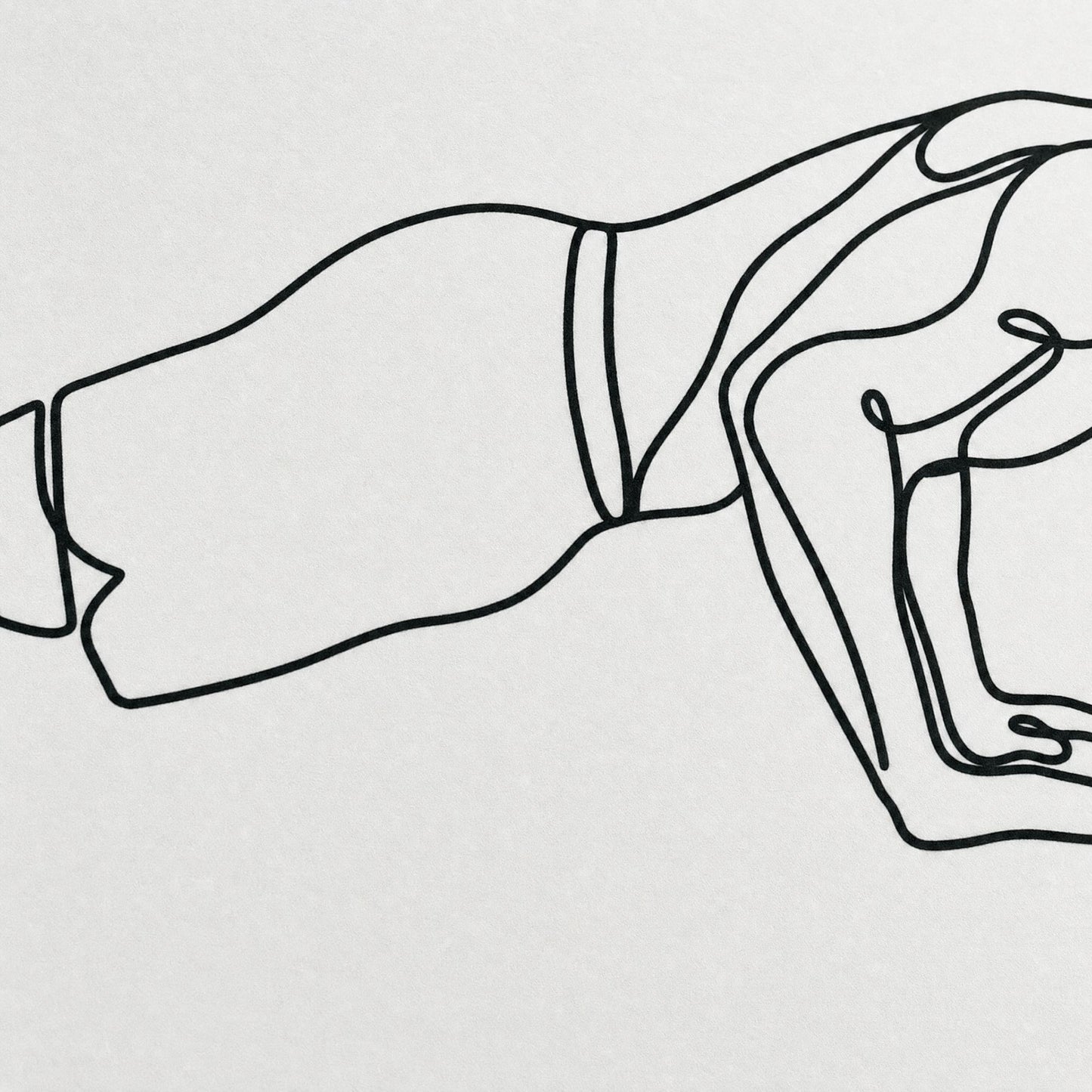 Close-up crop of the line drawing, showing the figure's straight back and level hips in the push-up