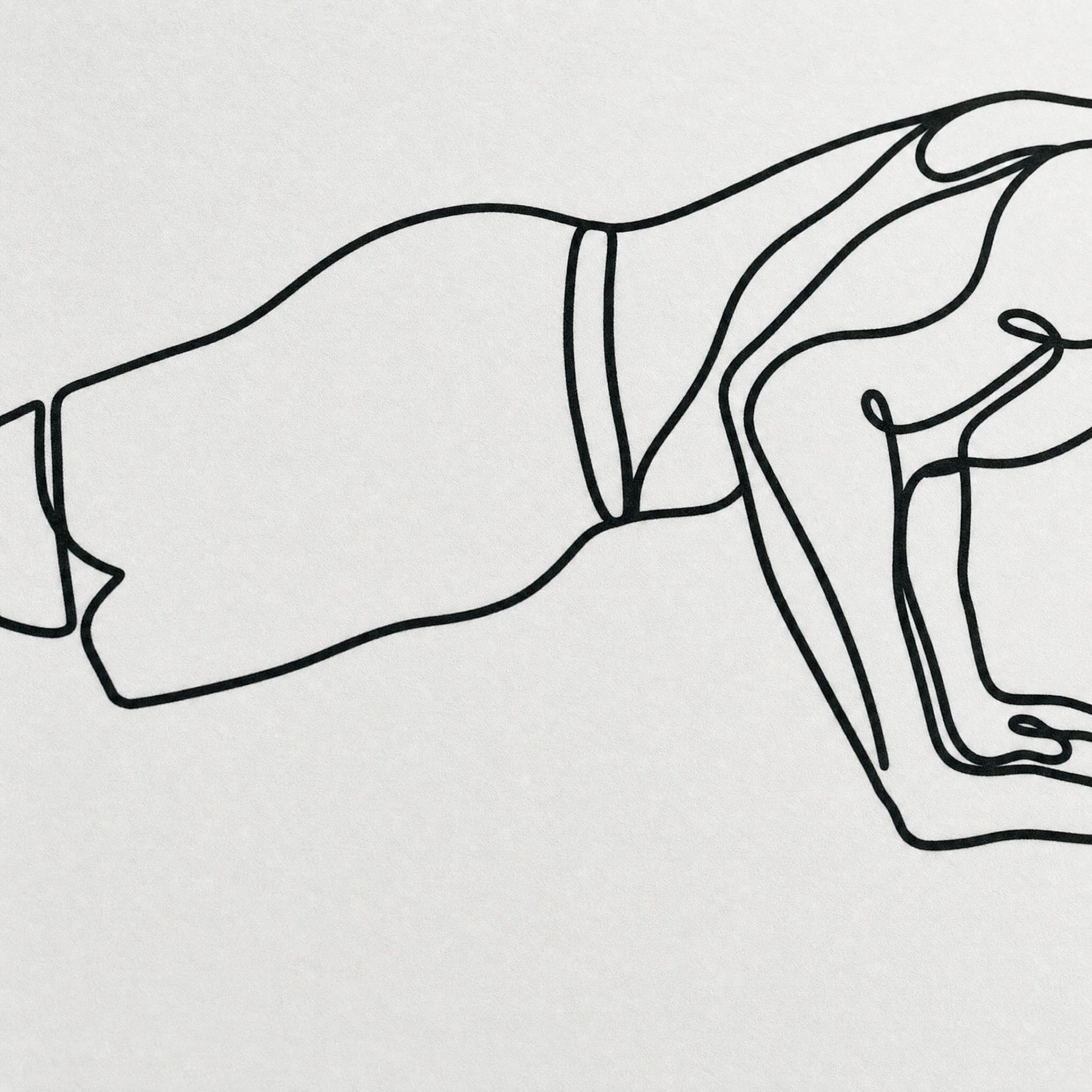 Close-up crop of the line drawing, showing the figure's straight back and level hips in the push-up
