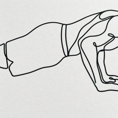 Close-up crop of the line drawing, showing the figure's straight back and level hips in the push-up