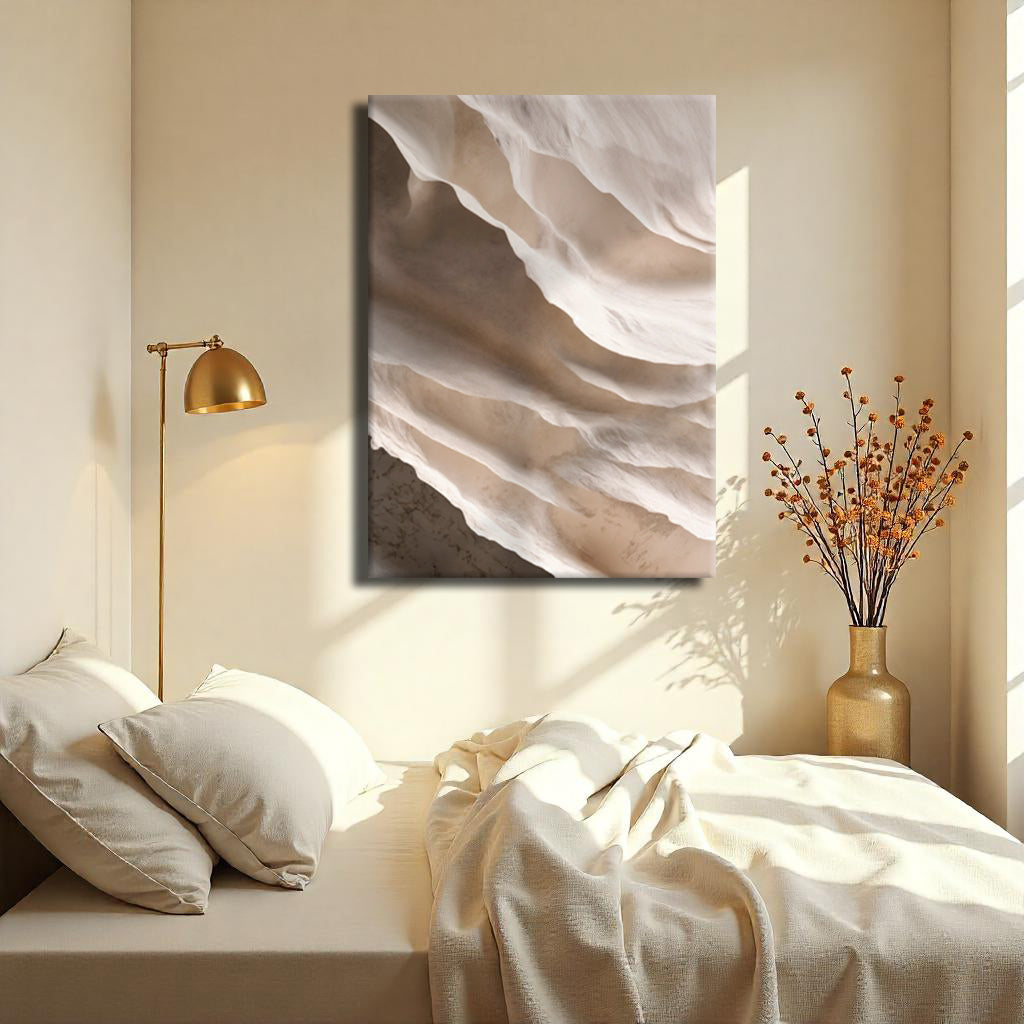 Light neutral impasto canvas wall art with soft painterly texture for living room and bedroom