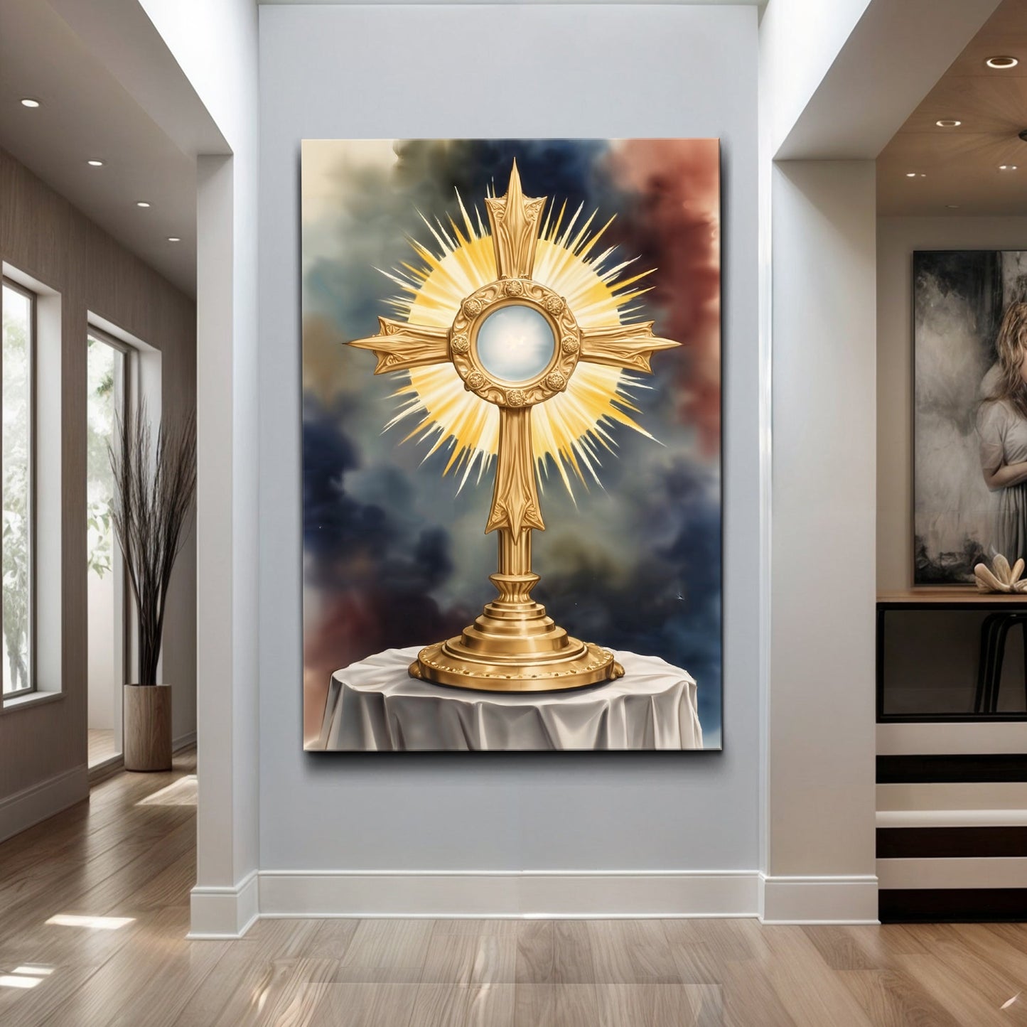 Holy Eucharist in Monstrance Catholic Canvas Wall Art