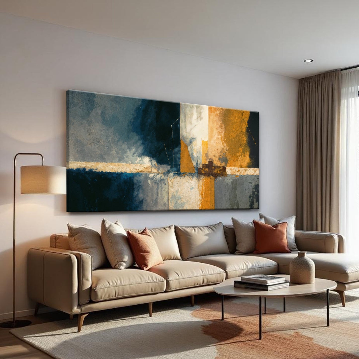 Abstract Geometric Lines Canvas Wall Art