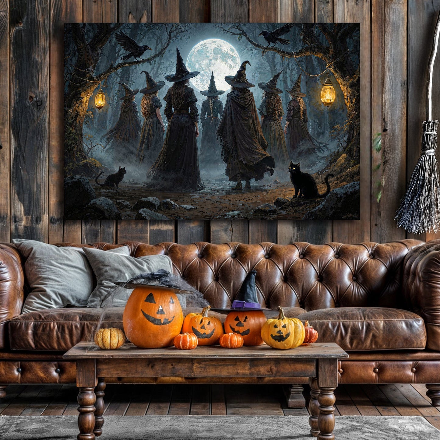 Coven of Witches Halloween Canvas Wall Art