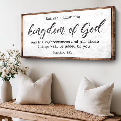 Seek First the Kingdom of God canvas shown in a styled room setting, view 4