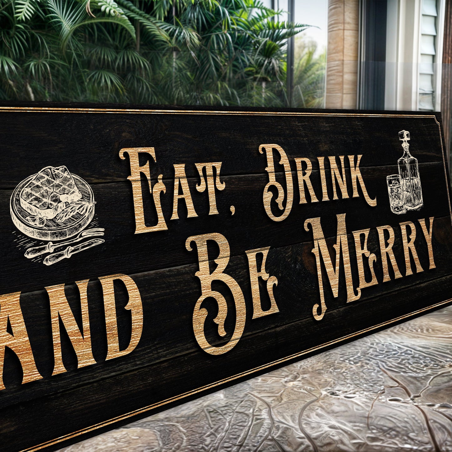 Eat Drink and Be Merry Family Canvas Wall Sign