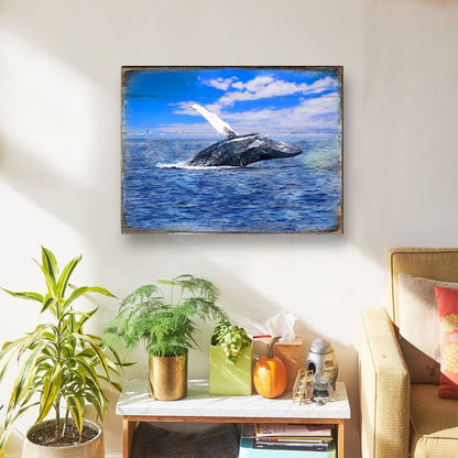Whale Wood Wall Art - Coastal Sea Life Decor